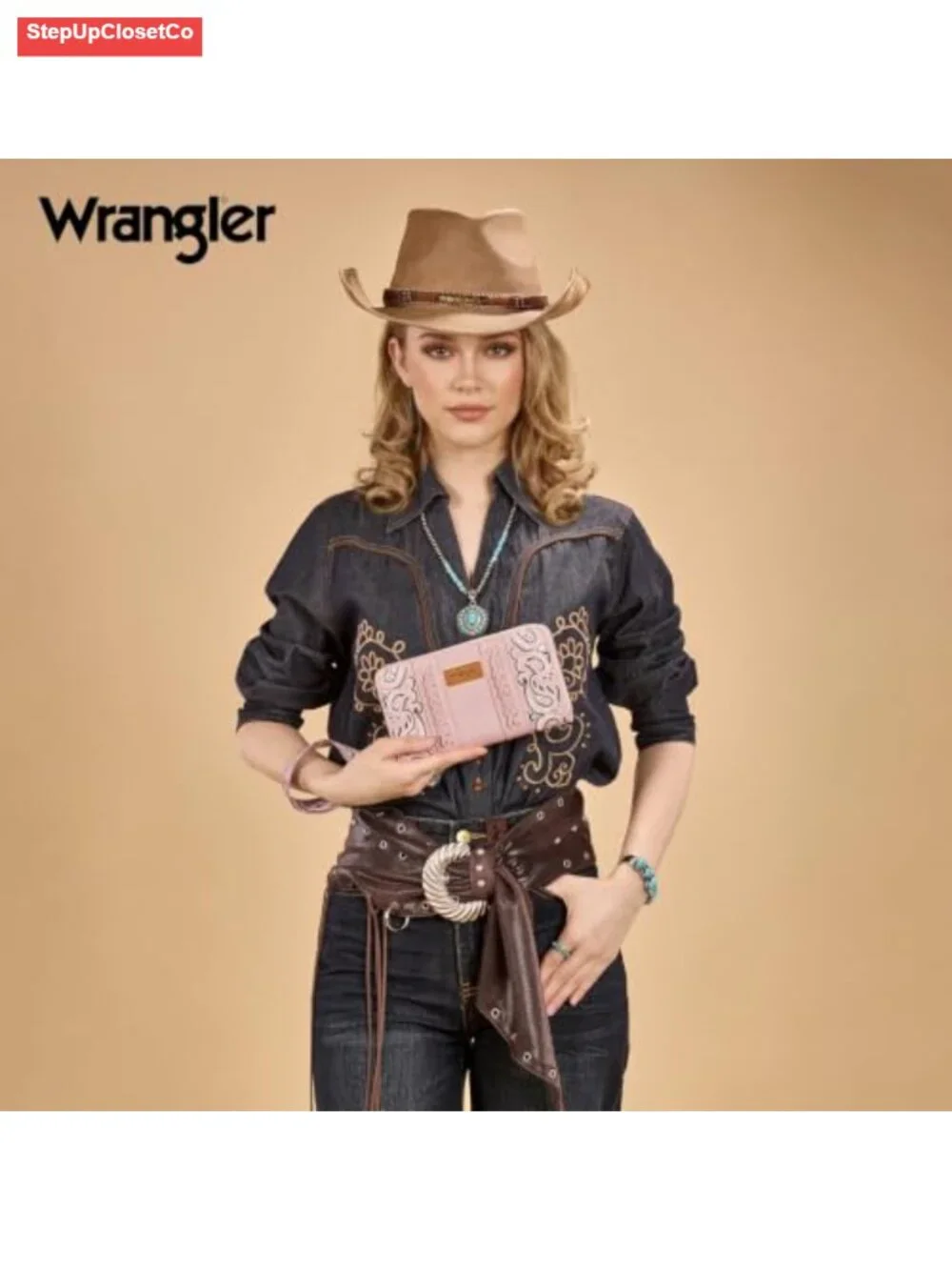 Faux Leather Wristlet Wallet RFID Blocking Zip Around Clutch